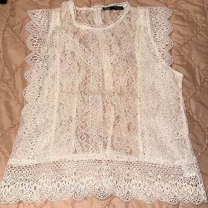 Zara Cream Lace Sleeveless Top